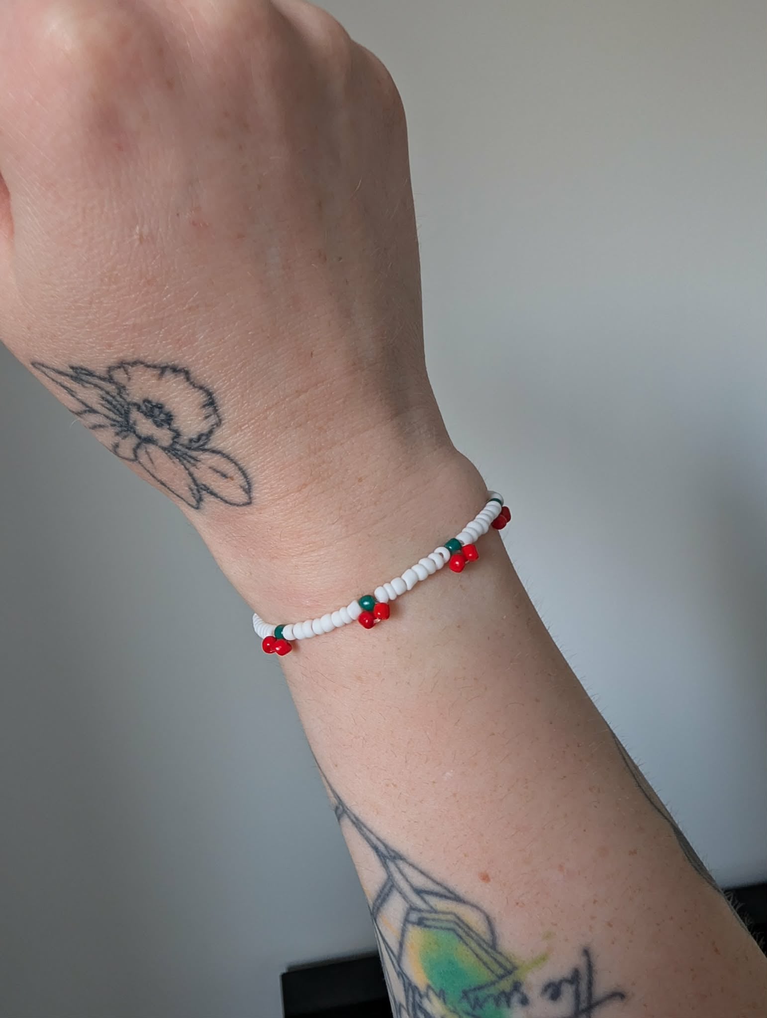 Handmade Beaded Cherry Bracelet