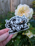 Peeking Highland Cow Vinyl Decal